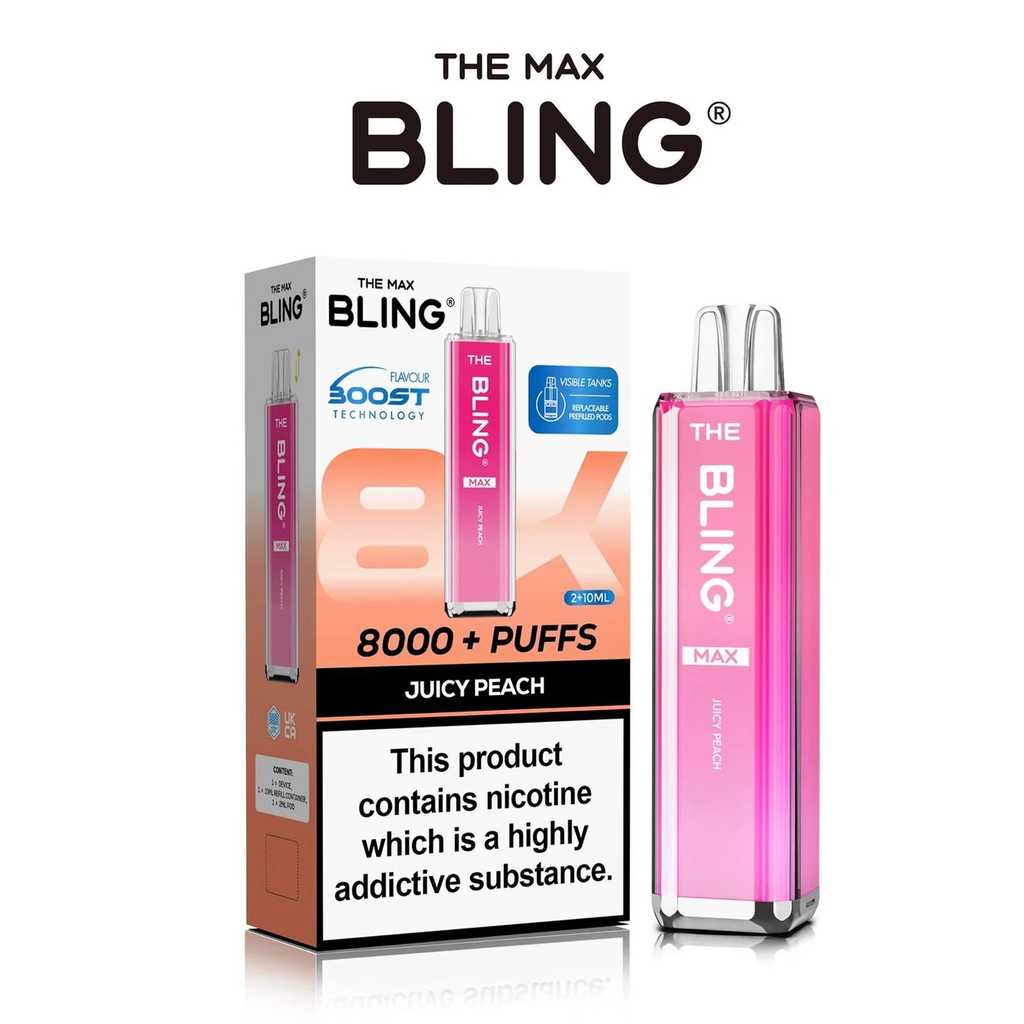 Bling Max 8000 Puffs Prefilled vape Kit - Box Of 5