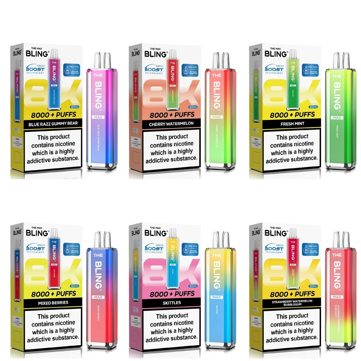 Bling Max 8000 Puffs Prefilled vape Kit - Box Of 5