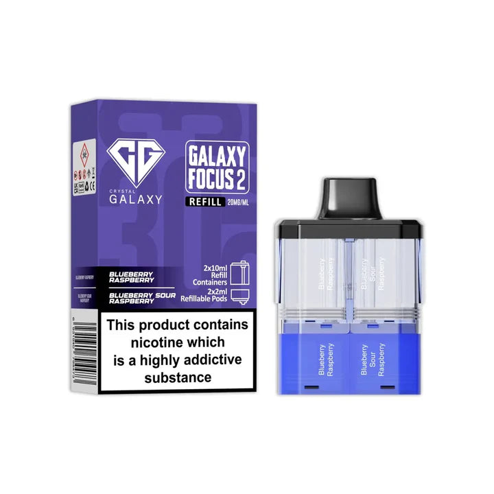 Blueberry Raspberry & Blueberry Sour Raspberry flavoured Crystal Galaxy Focus 2 Replacement Pod in Purple Colour