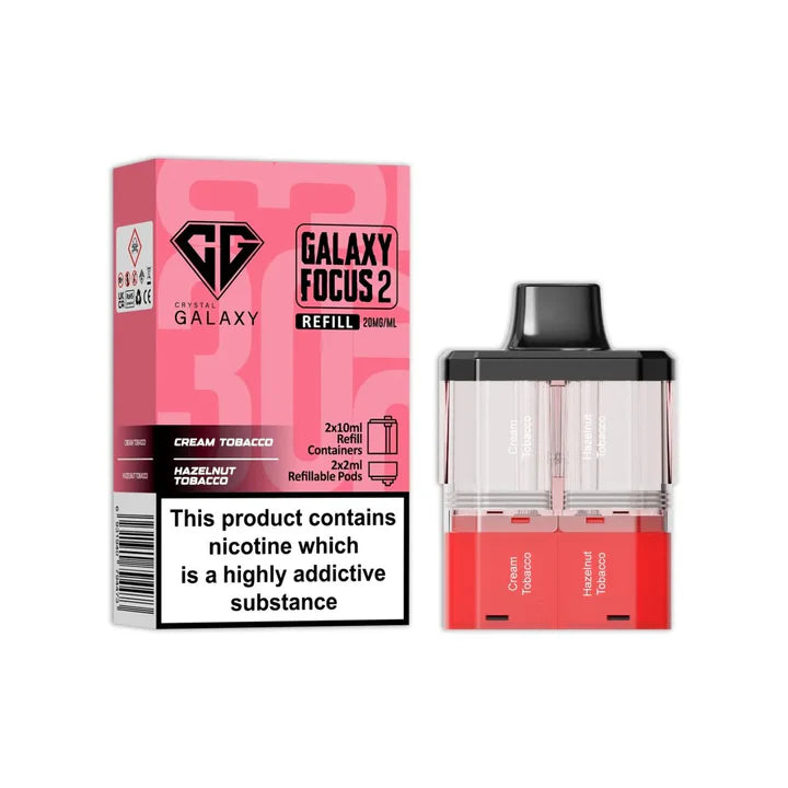 Cream Tobacco & Hazelnut Tobacco flavoured Crystal Galaxy Focus 2 Replacement Pod in Light Red Colour