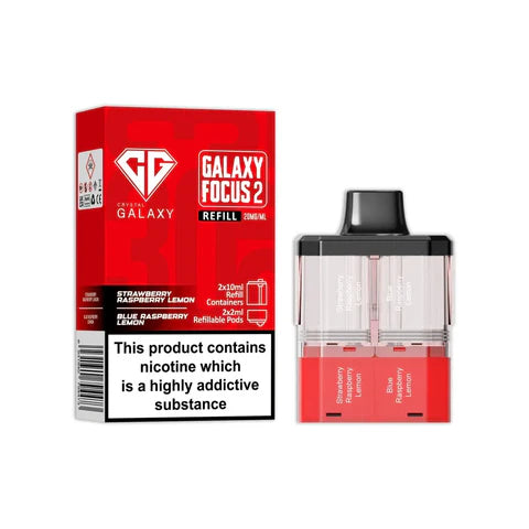 Strawberry Raspberry Lemon & Blue Raspberry Lemon flavoured Crystal Galaxy Focus 2 Replacement Pod in Red Colour