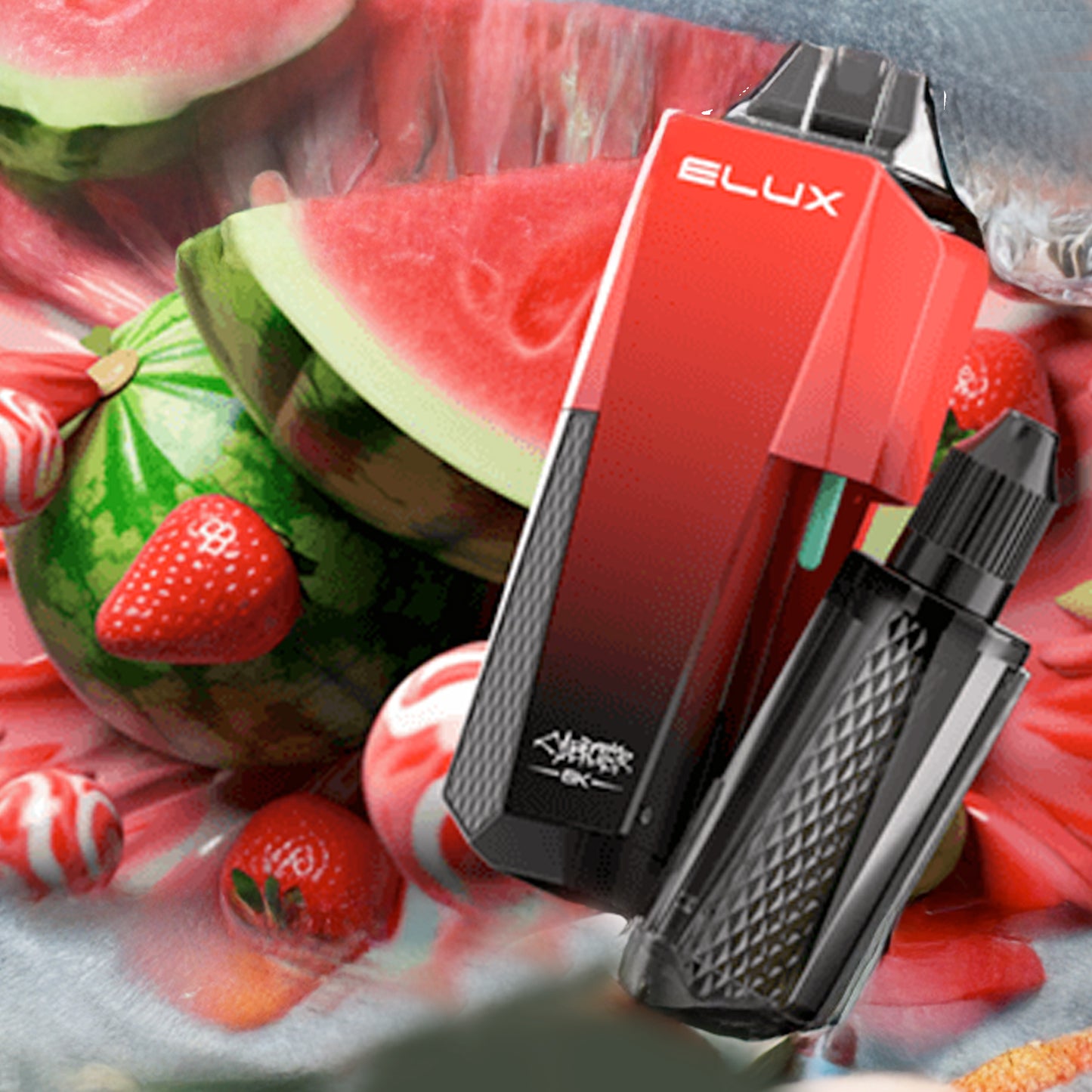 Strawberry Watermelon Bubblegum flavoured Elux Cyberover 6K