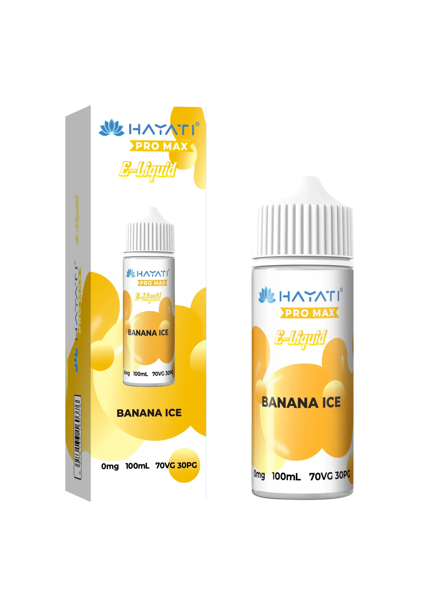 Banana Ice flavoured Hayati Pro Max E-liquid 100ml Shortfill