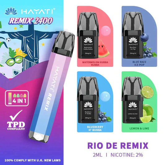 Hayati Remix 2400 Puffs 4 in 1 Disposable Vape Pod Kit - Vape & Candy Wholesale