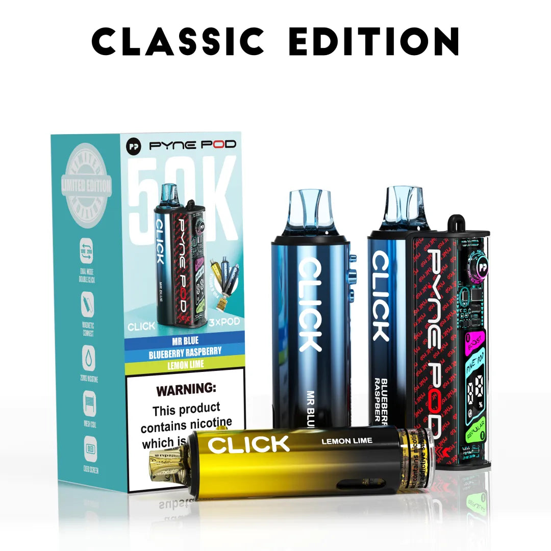 Classic Edition flavoured Pyne Pod Click 50K Vape Kit