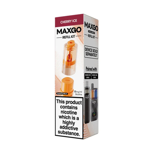 Cherry Ice flavoured Relx Maxgo Refill Replacement Pods in Orange Colour