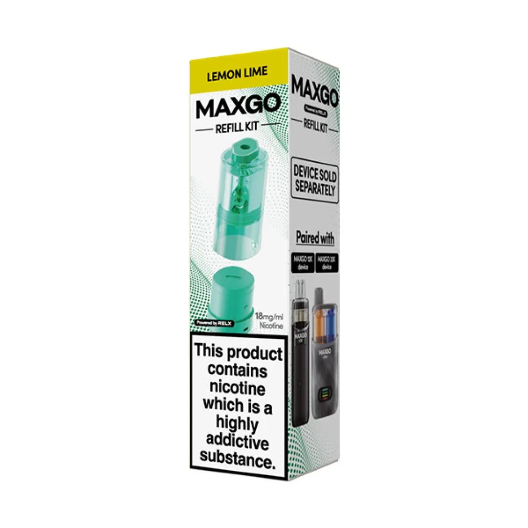 Lemon Lime flavoured Relx Maxgo Refill Replacement Pods in Light Green Colour