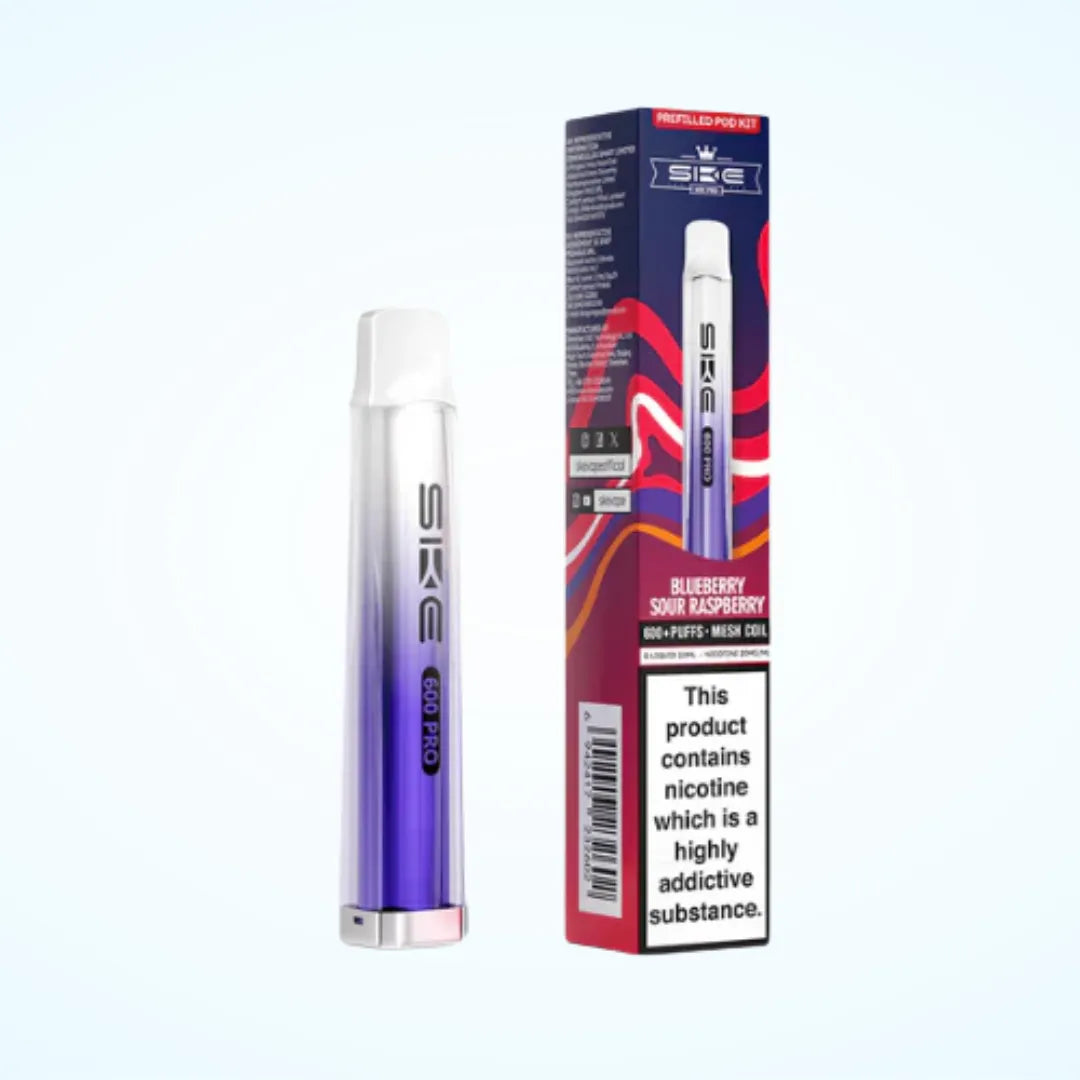 Blueberry Sour Raspberry SKE Crystal Pro 600 refilled Pod Kit in Dark Blue Colour