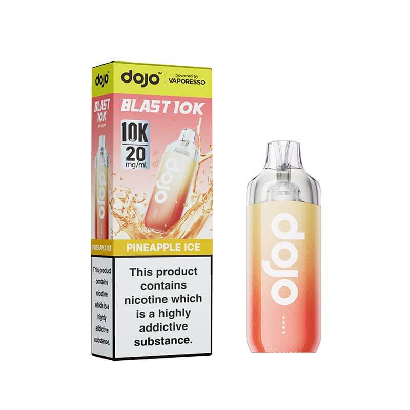 Pineapple Ice flavoured Vaporesso Dojo Blast 10K Prefilled Kit in colour
