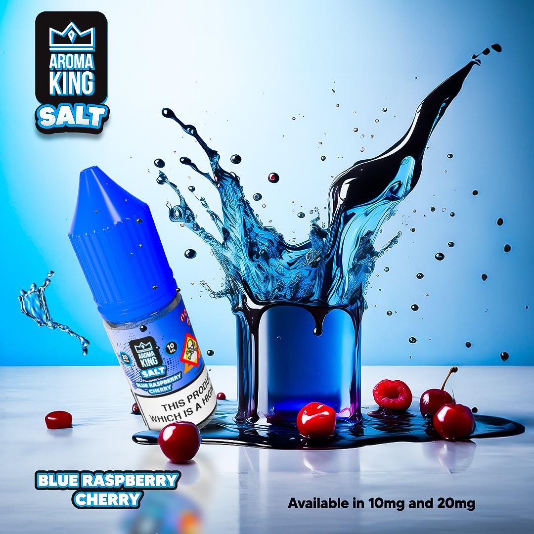 Aroma King 10ml nic salts e-liquid blue raspberry cherry flavour