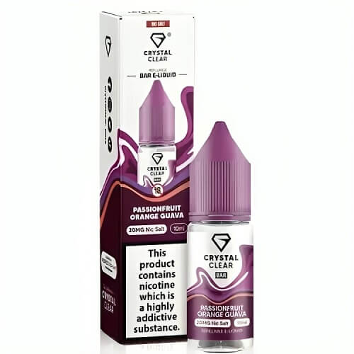 Crystal Clear 10ml Nic Salt - Pack of 10 - Eliquid Base-Passionfruit Orange Guava