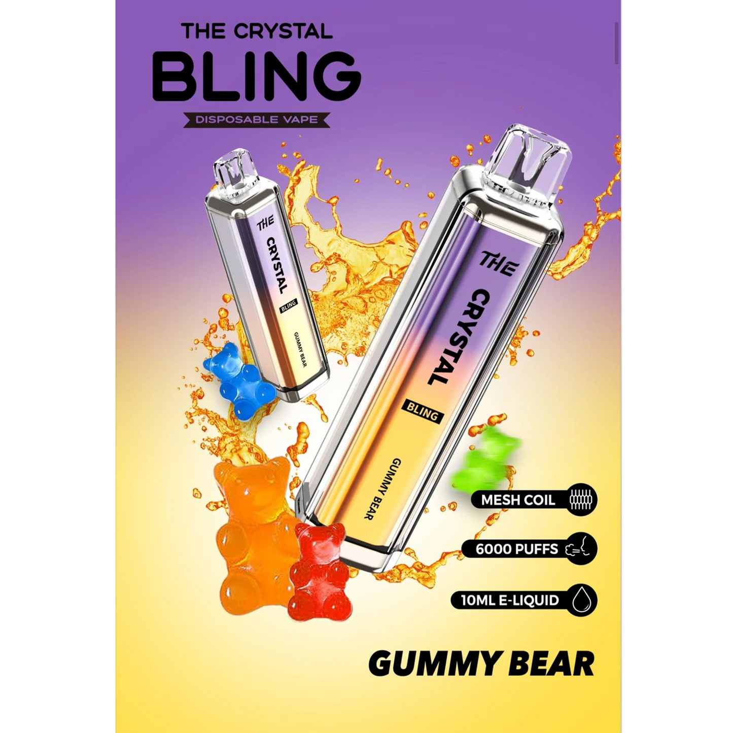 Crystal Bling 6000 Disposable Vape Pod Device Pack of 5