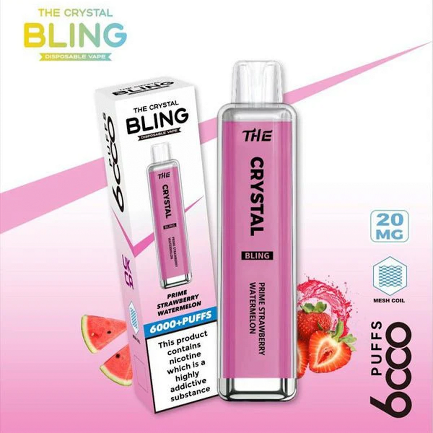 Crystal Bling 6000 Disposable Vape Pod Device Pack of 5