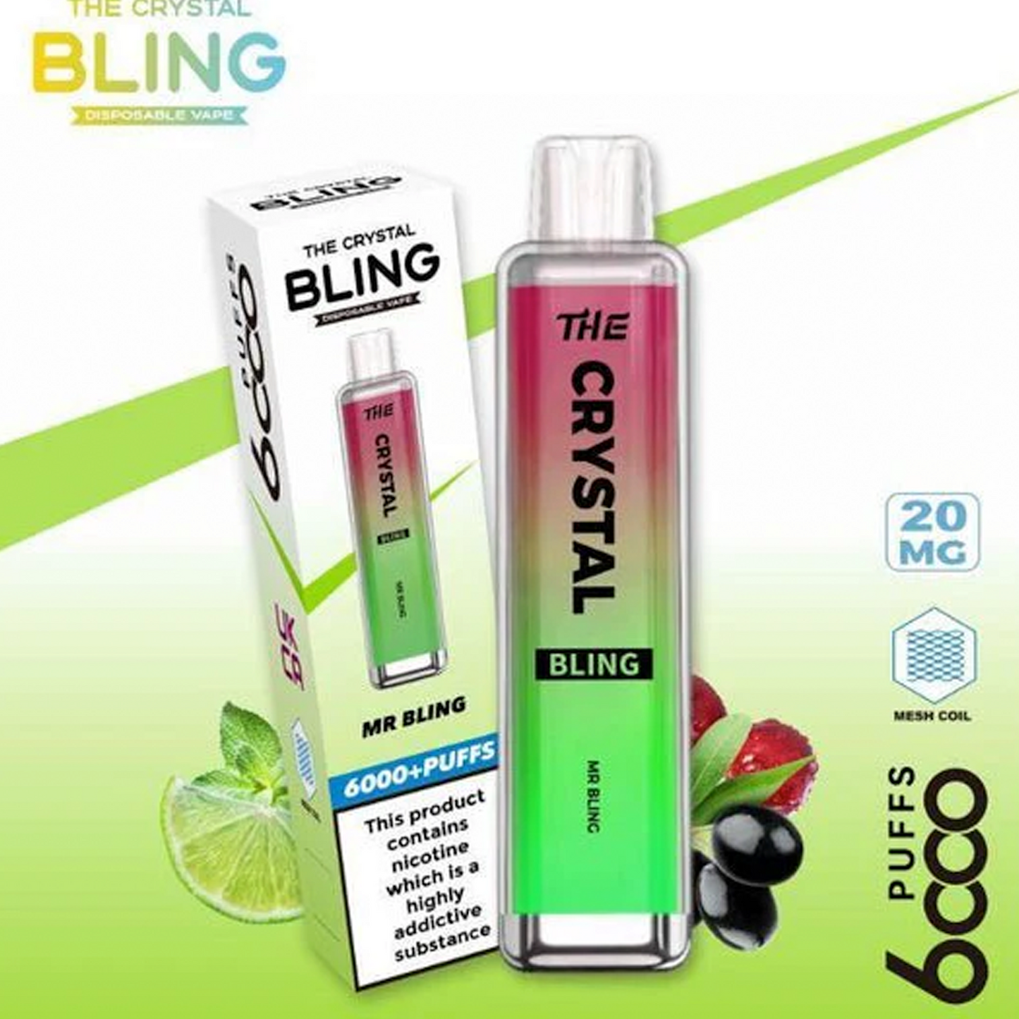 Crystal Bling 6000 Disposable Vape Pod Device Pack of 5