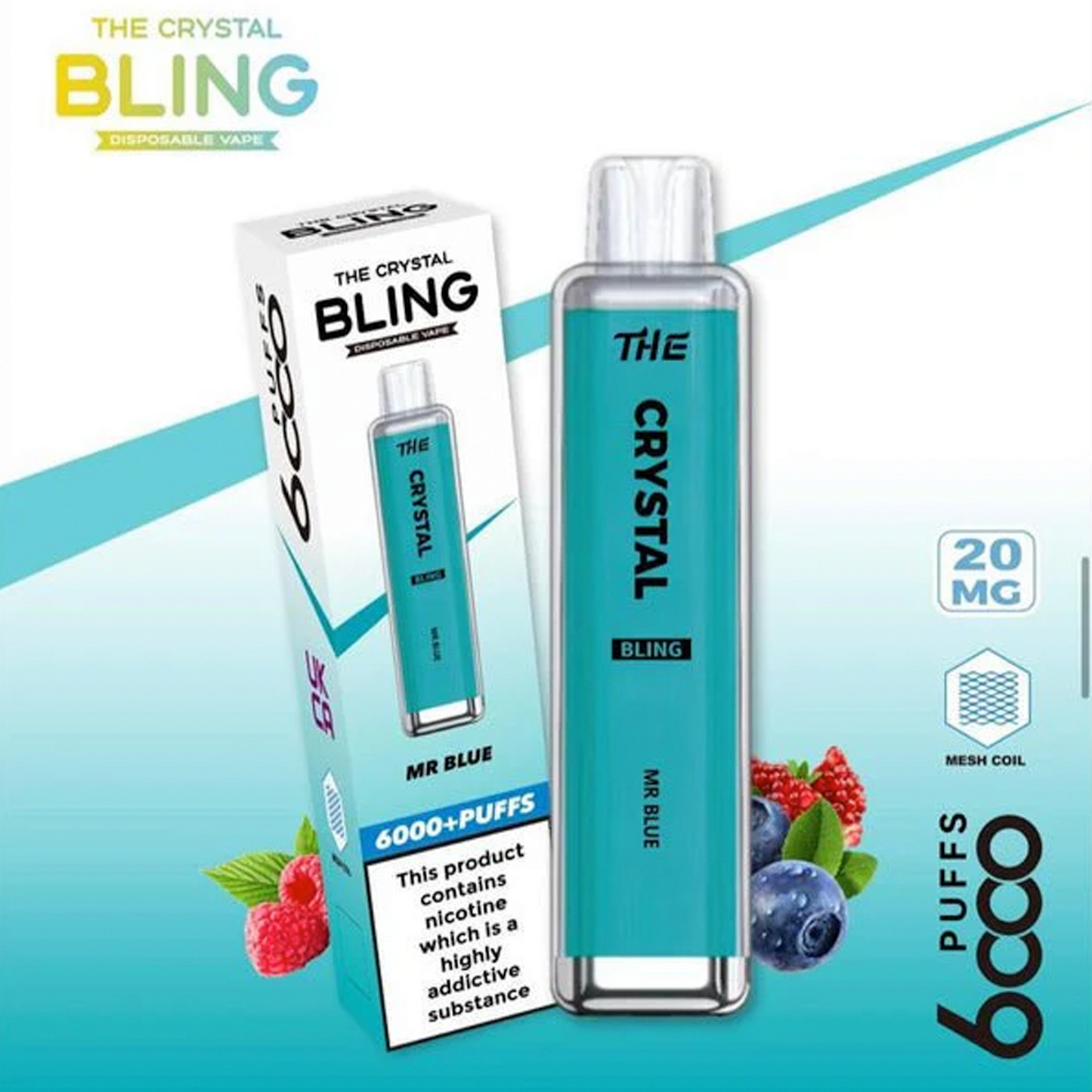 Crystal Bling 6000 Disposable Vape Pod Device Pack of 5