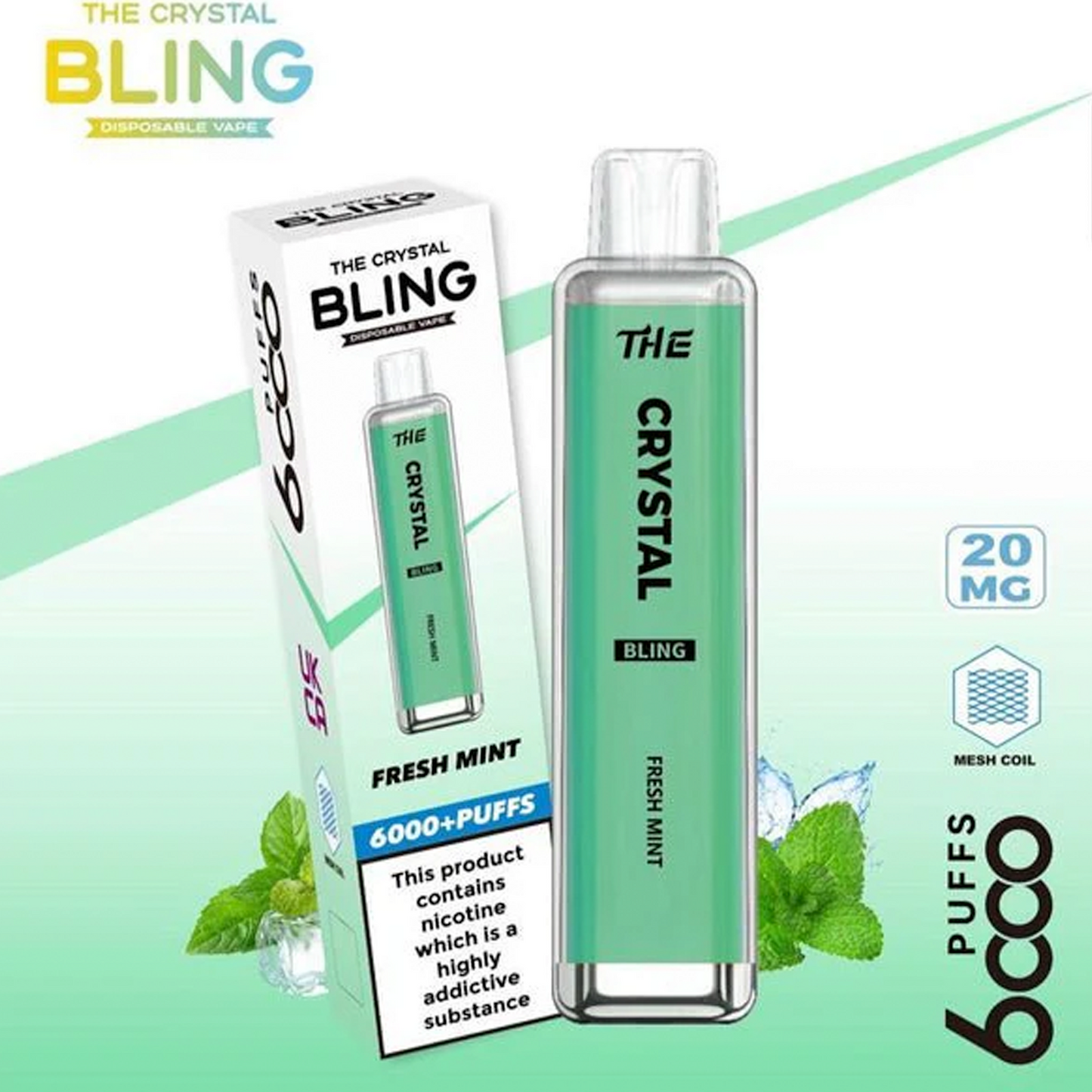 Crystal Bling 6000 Disposable Vape Pod Device Pack of 5