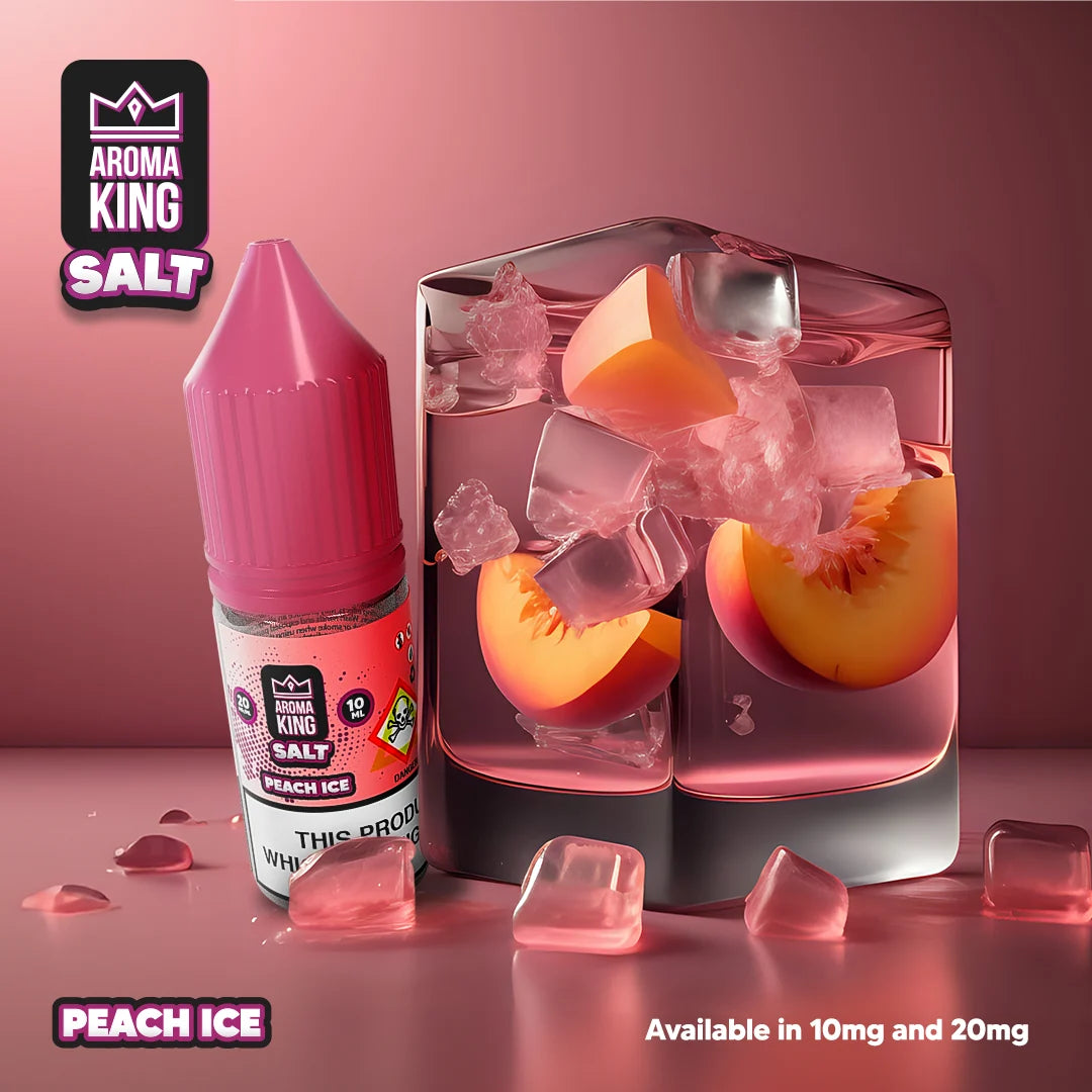 Aroma King 10ml nic salts e-liquid in peach ice flavour