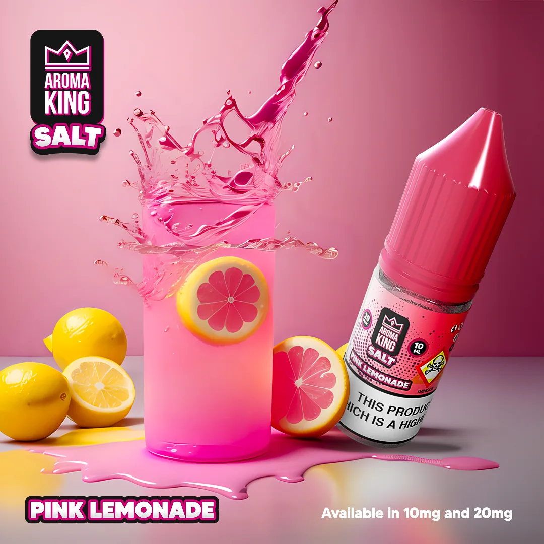 Aroma King 10ml nic salts e-liquid in pink lemonade flavour