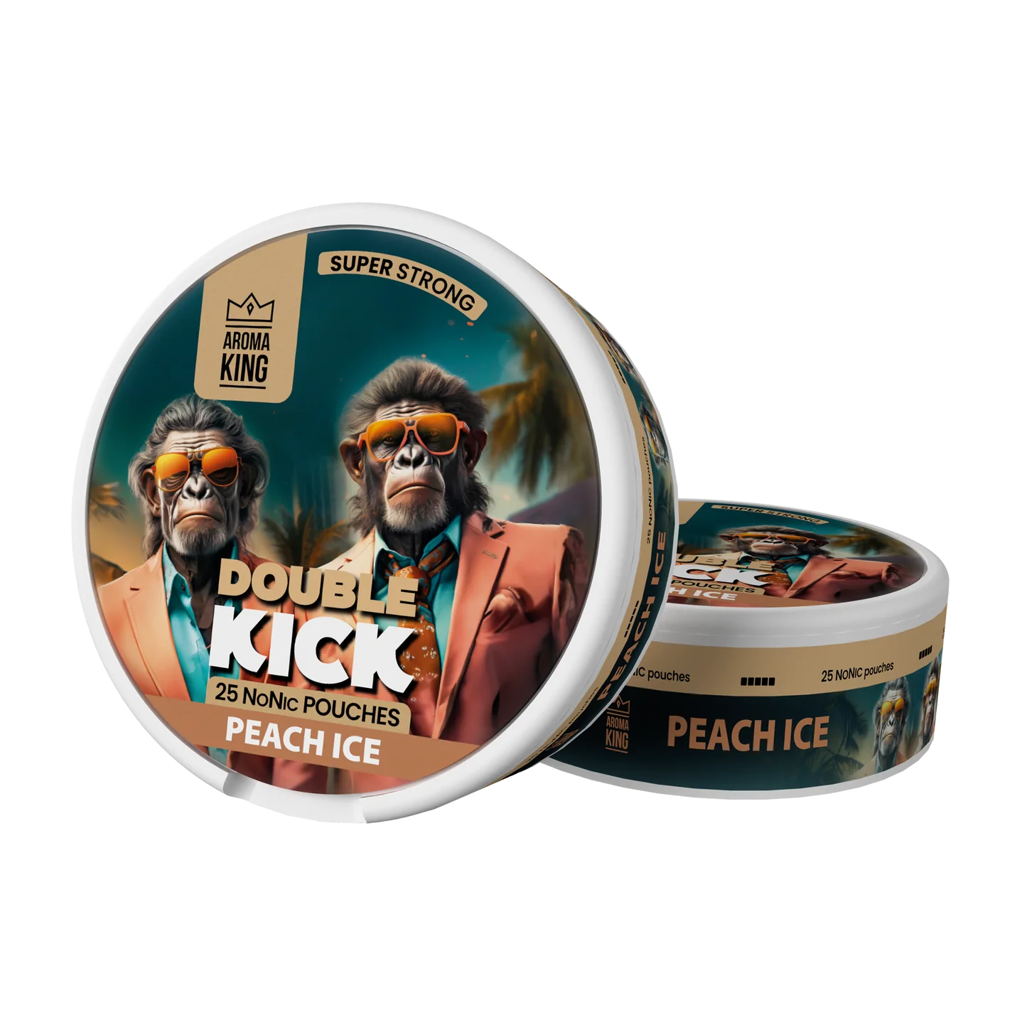 Peach Ice flavoured Aroma King Nicotine Pouches Double Kick
