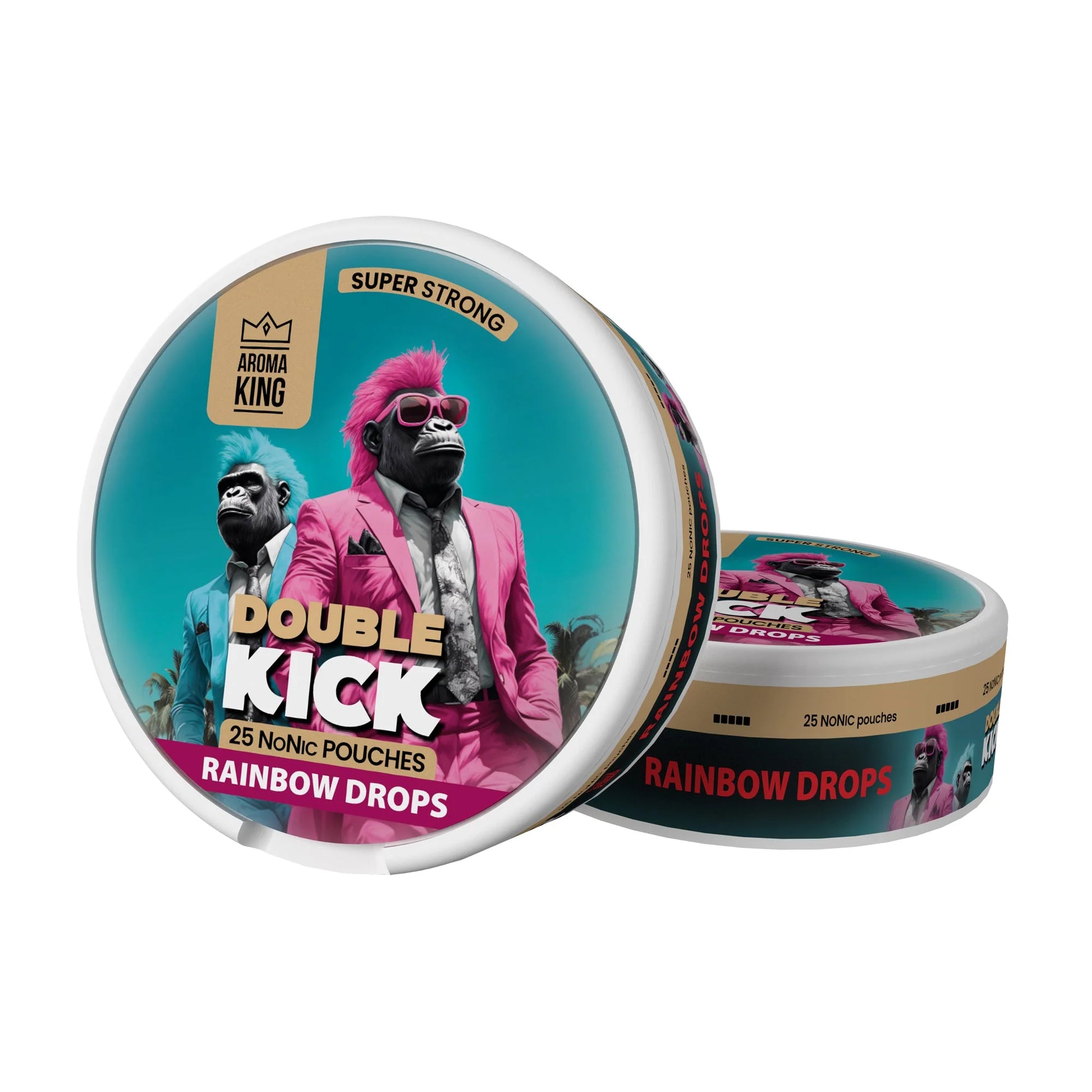 Rainbow Drops flavoured Aroma King Nicotine Pouches Double Kick