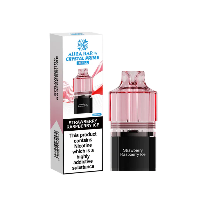 Aura Bar Crystal Prime 10K Pod Strawberry Raspberry Ice / Strawberry Gummy Bear Flavored Prefilled Pod