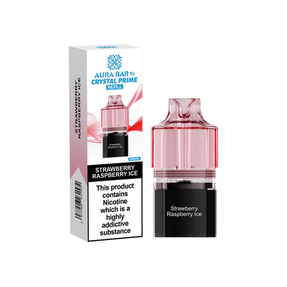 Aura Bar Crystal Prime 10K Pod Strawberry Raspberry Ice / Strawberry Gummy Bear Flavored Prefilled Pod