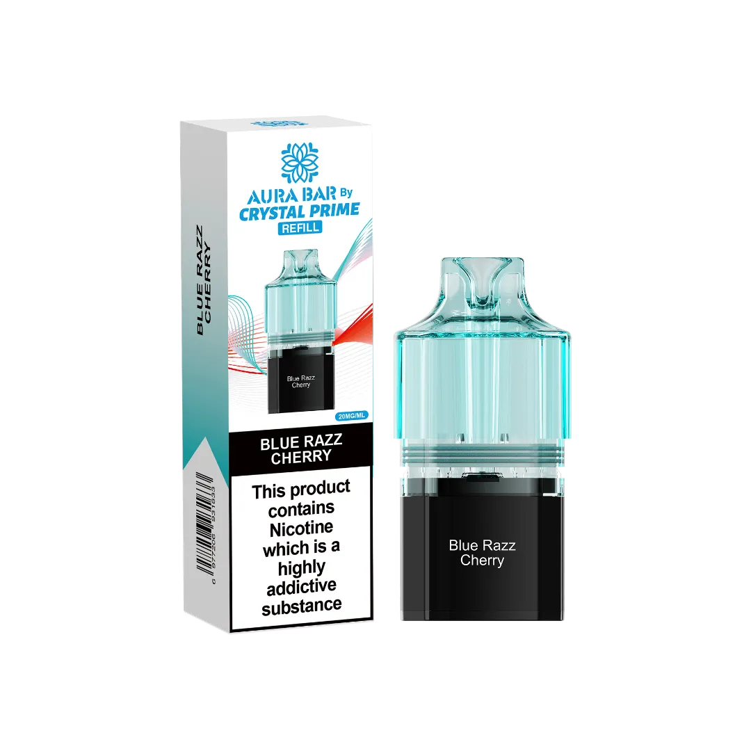 Aura Bar Crystal Prime 10K Prime Blue Razz Cherry Flavored Prefilled Pod
