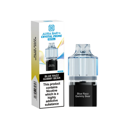 Aura Bar Crystal Prime 10K Prime Blue Razz Gummy Bear Flavored Prefilled Pod