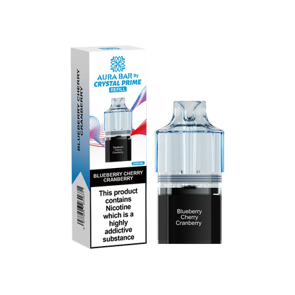 Aura Bar Crystal Prime 10K Prime Blueberry Cherry Cranberry Flavored Prefilled Pod