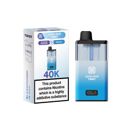 Blue Sour Raspberry / Mr. Blue flavour Aura Bar Twist 40K Prefilled Vape Kit