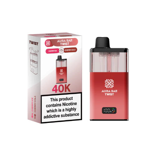Cherry Ice / Cherry Cola flavour Aura Bar Twist 40K Prefilled Vape Kit