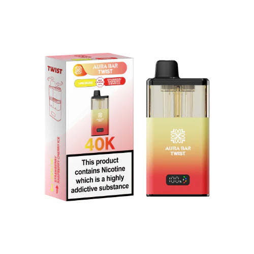 Lemon Lime / Strawberry Raspberry Cherry Ice flavour Aura Bar Twist 40K Prefilled Vape Kit