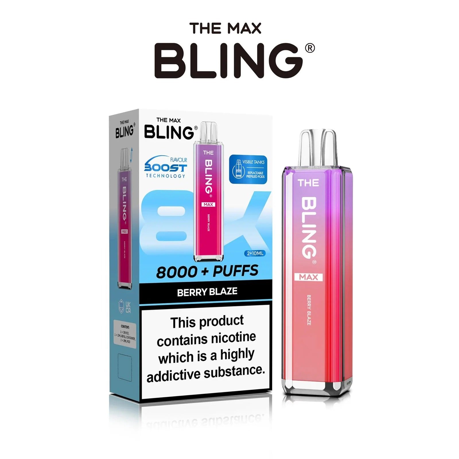 Berry Blaze flavoured Bling Max 8000 Puffs Vape Kit