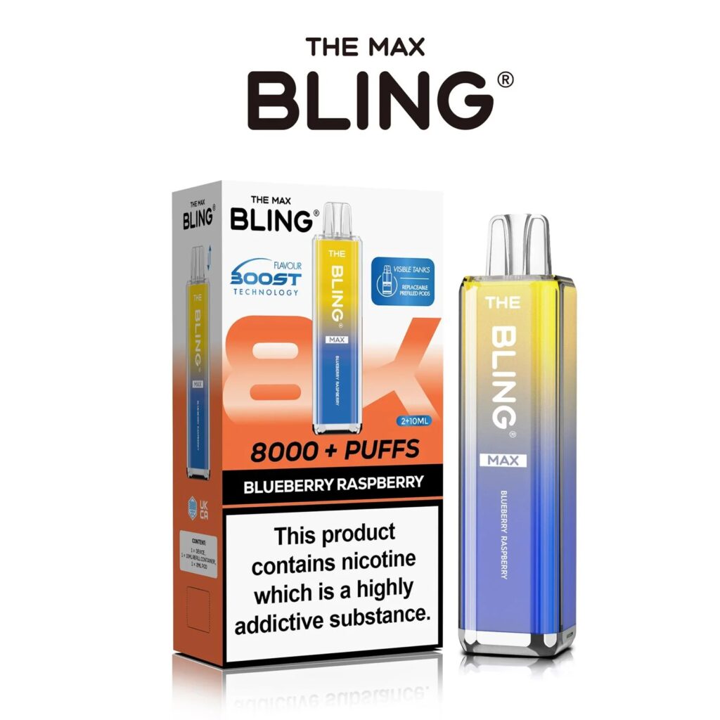 Blueberry Raspberry flavoured Bling Max 8000 Puffs Vape Kit
