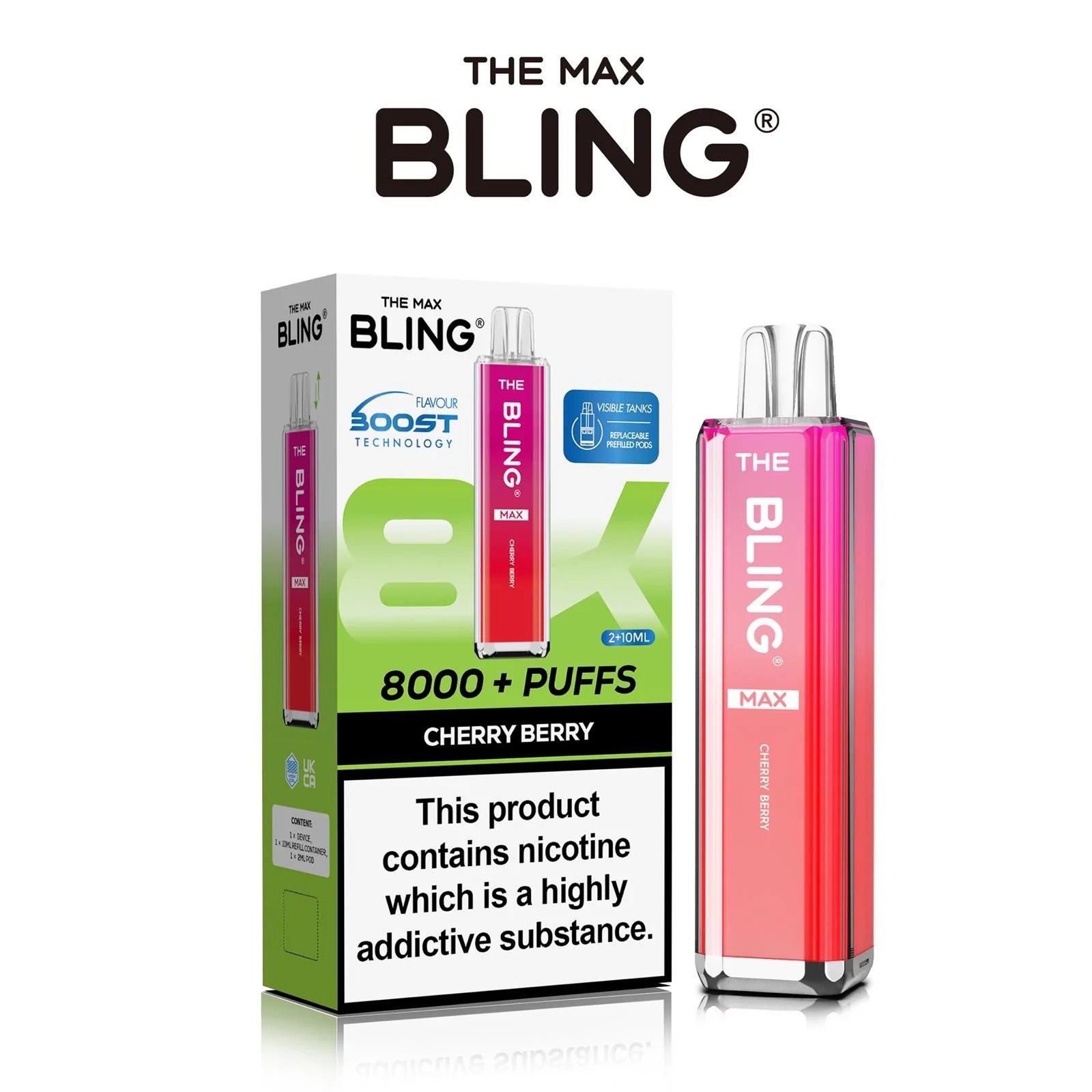 Cherry Berry flavoured Bling Max 8000 Puffs Vape Kit