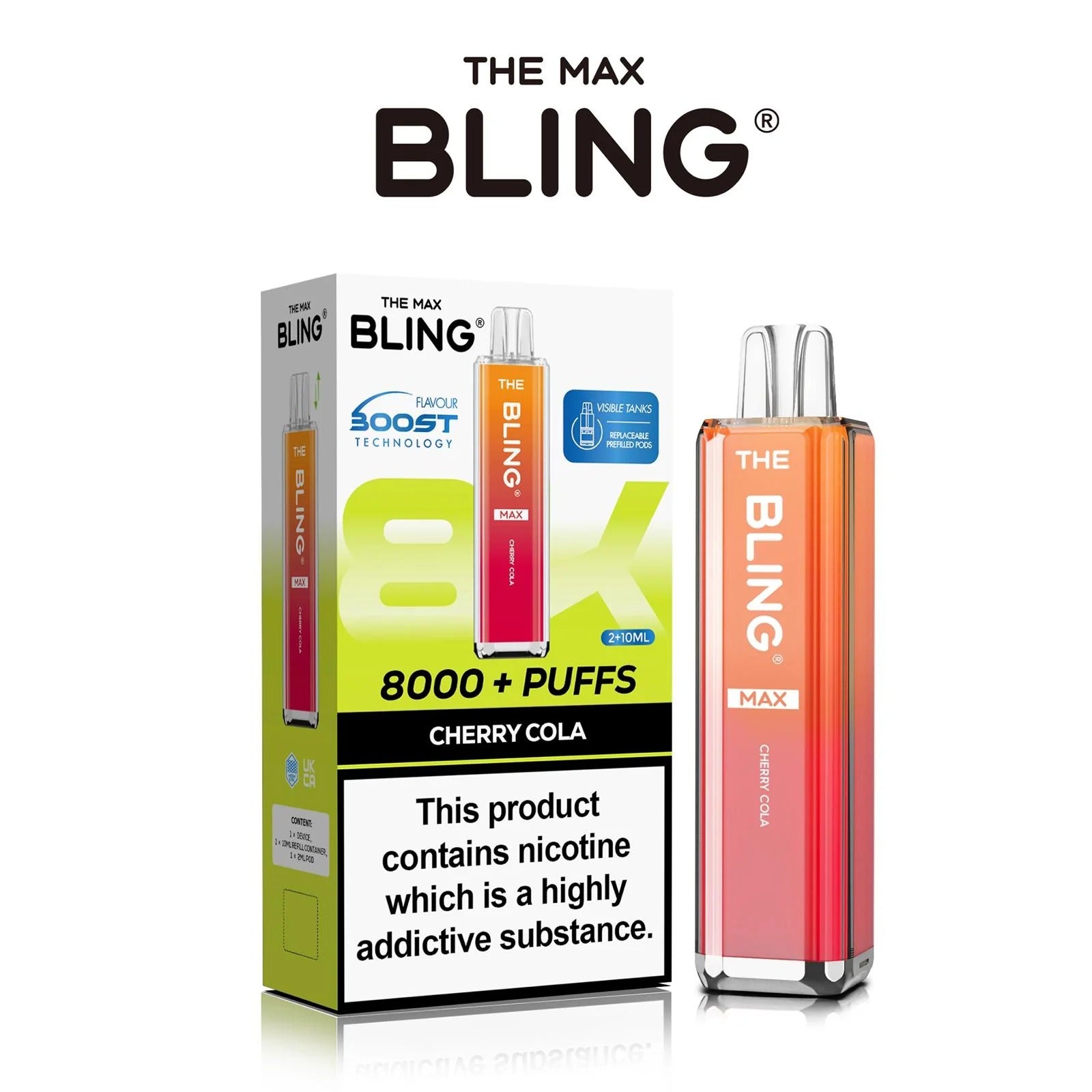Cherry Cola flavoured Bling Max 8000 Puffs Vape Kit