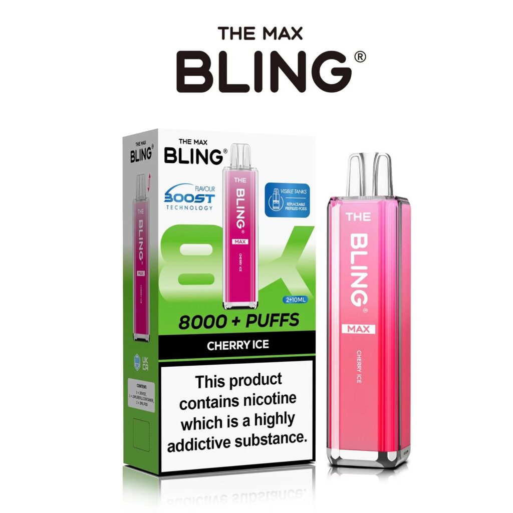 Cherry Ice flavoured Bling Max 8000 Puffs Vape Kit