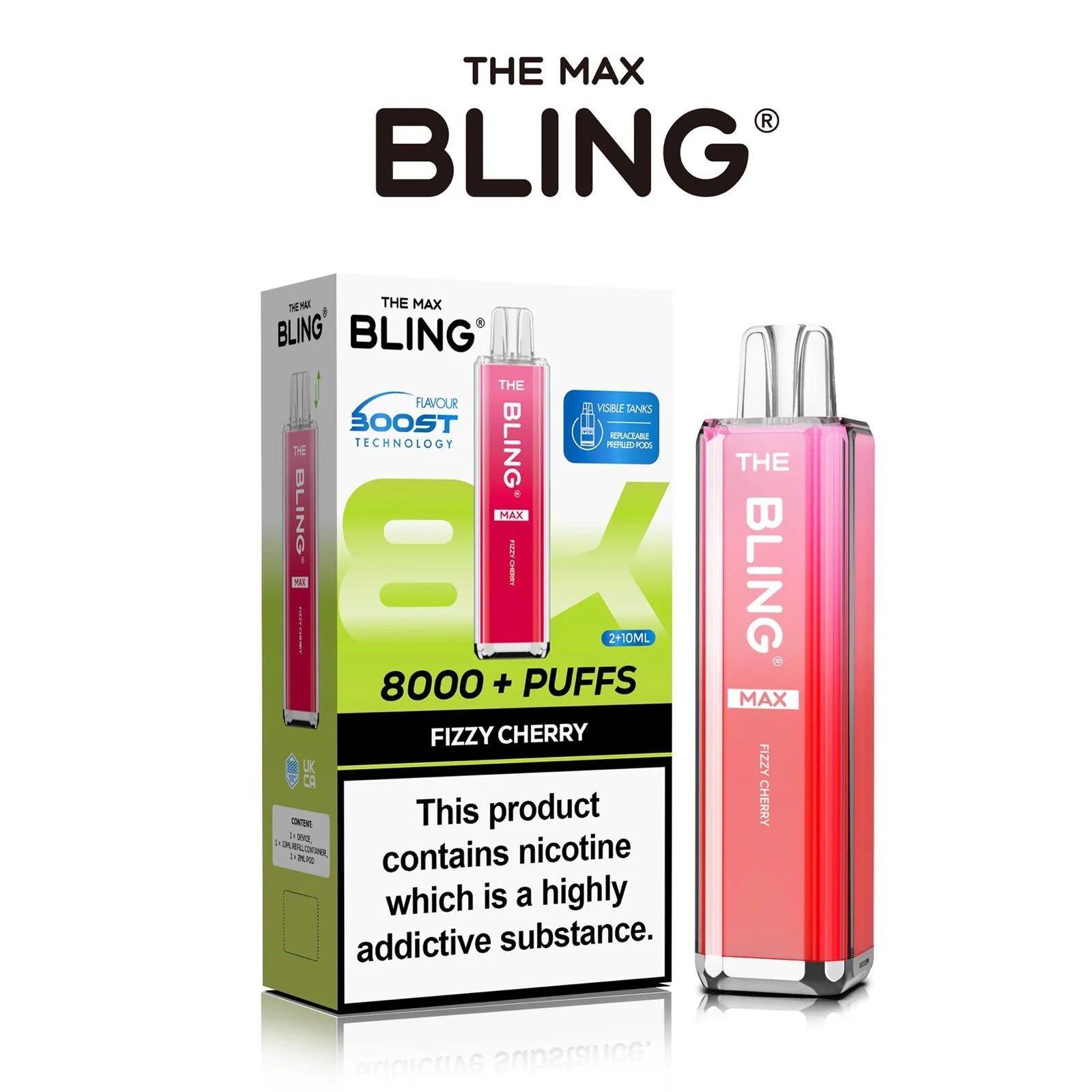 Fizzy Cherry flavoured Bling Max 8000 Puffs Vape Kit