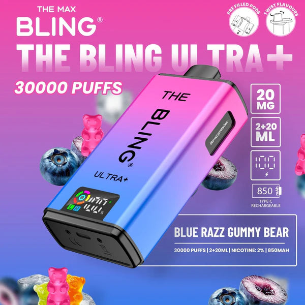 Bling Ultra Plus 30k Vape Kit Blue Razz Gummy Bear