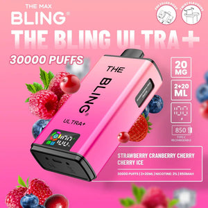 Bling Ultra Plus 30k Vape Kit Strawberry Cranberry Cherry and Cherry Ice