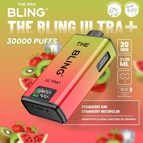 Bling Ultra Plus 30k Vape Kit Strawberry Kiwi and Strawberry Watermelon