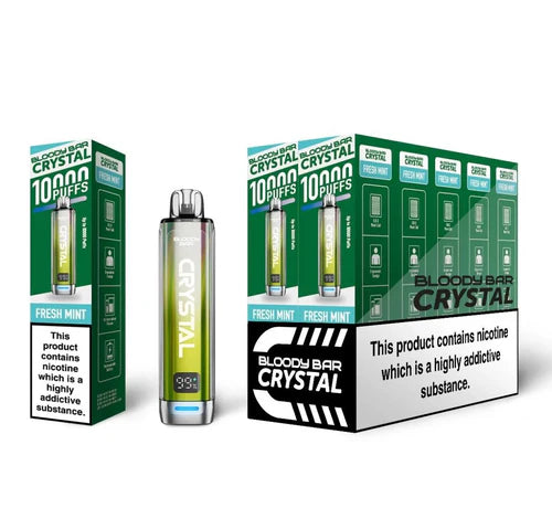 Fresh Mint flavoured Bloody Bar 10K Prefilled Vape Kit in Green Colour