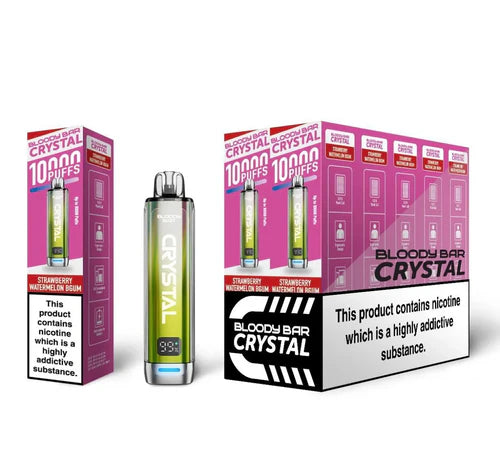 Strawberry Watermelon Bubble Gum flavoured Bloody Bar 10K Prefilled Vape Kit in Pink Colour