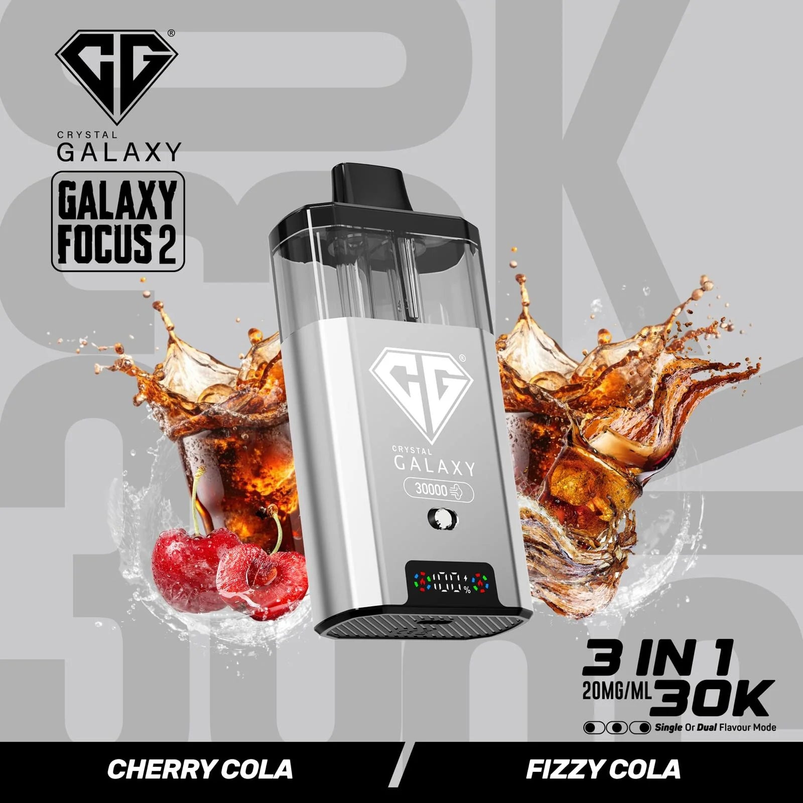 Cherry Cola and Fizzy Cola flavoured Crystal Galaxy Focus 2 30K Vape Kit