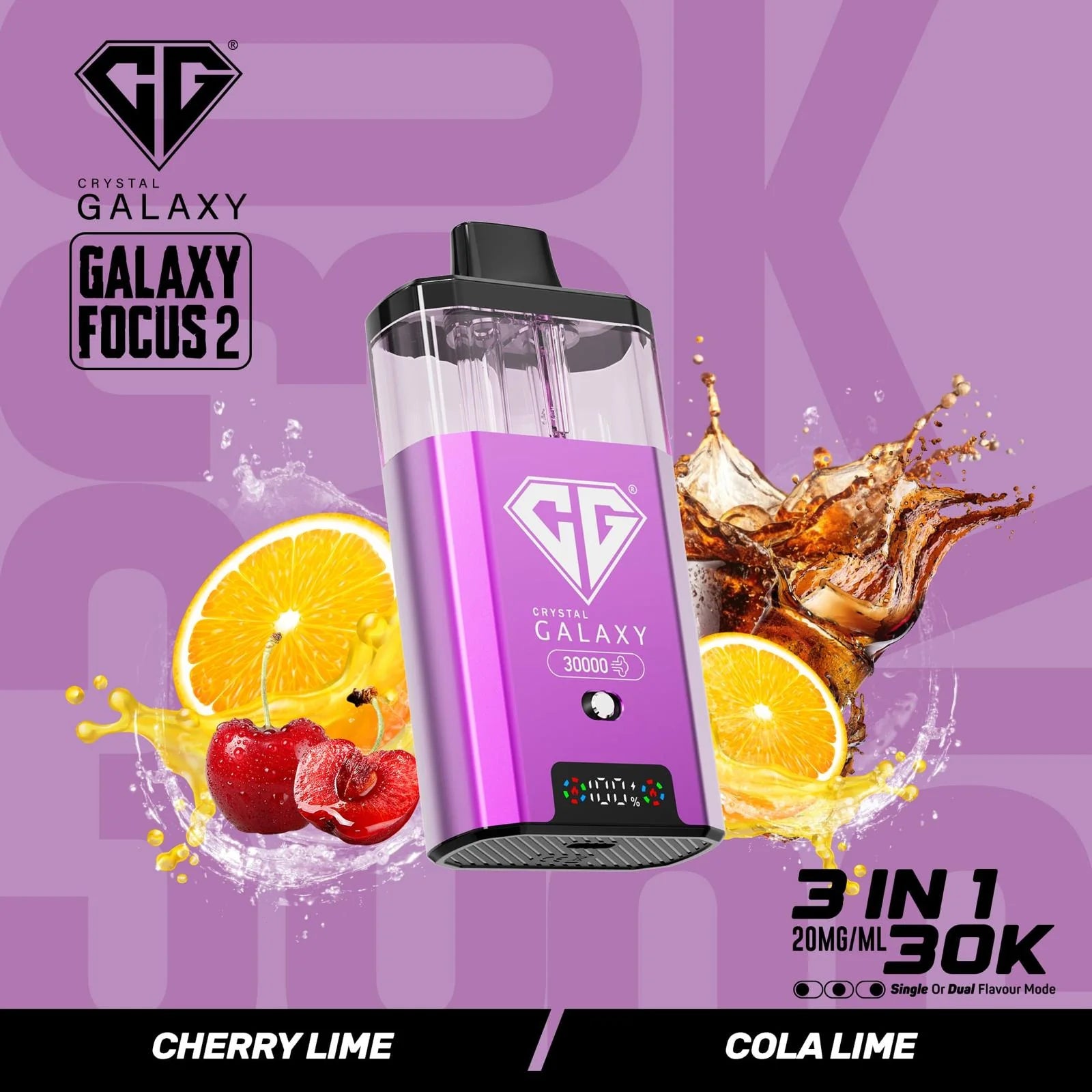 Cherry Lime and Cola Lime flavoured Crystal Galaxy Focus 2 30K Vape Kit