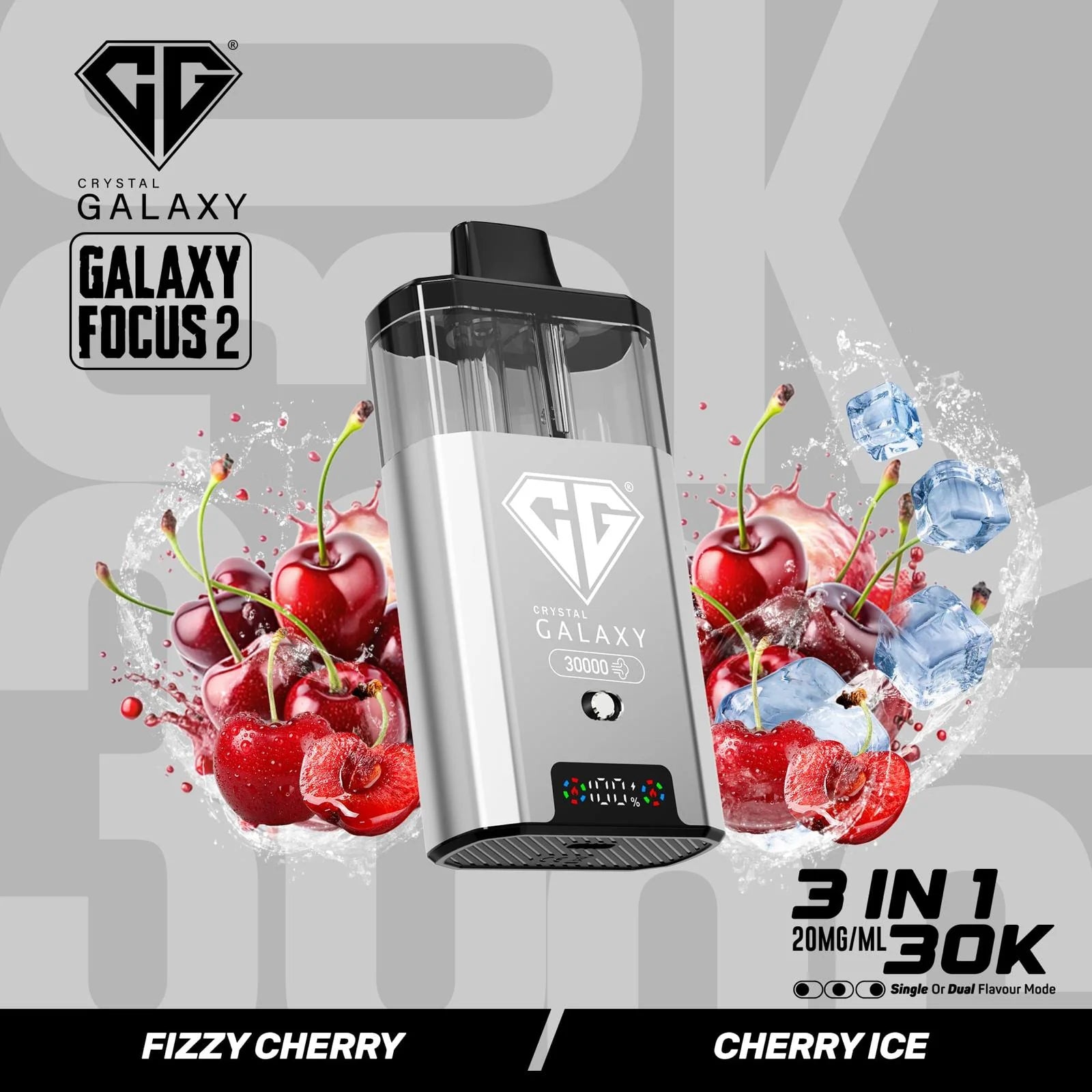 Fizzy Cherry and Cherry Ice flavoured Crystal Galaxy Focus 2 30K Vape Kit