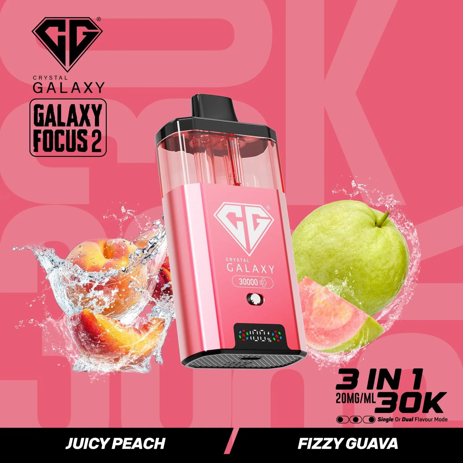 Juicy Peach and Fizzy Guava flavoured Crystal Galaxy Focus 2 30K Vape Kit