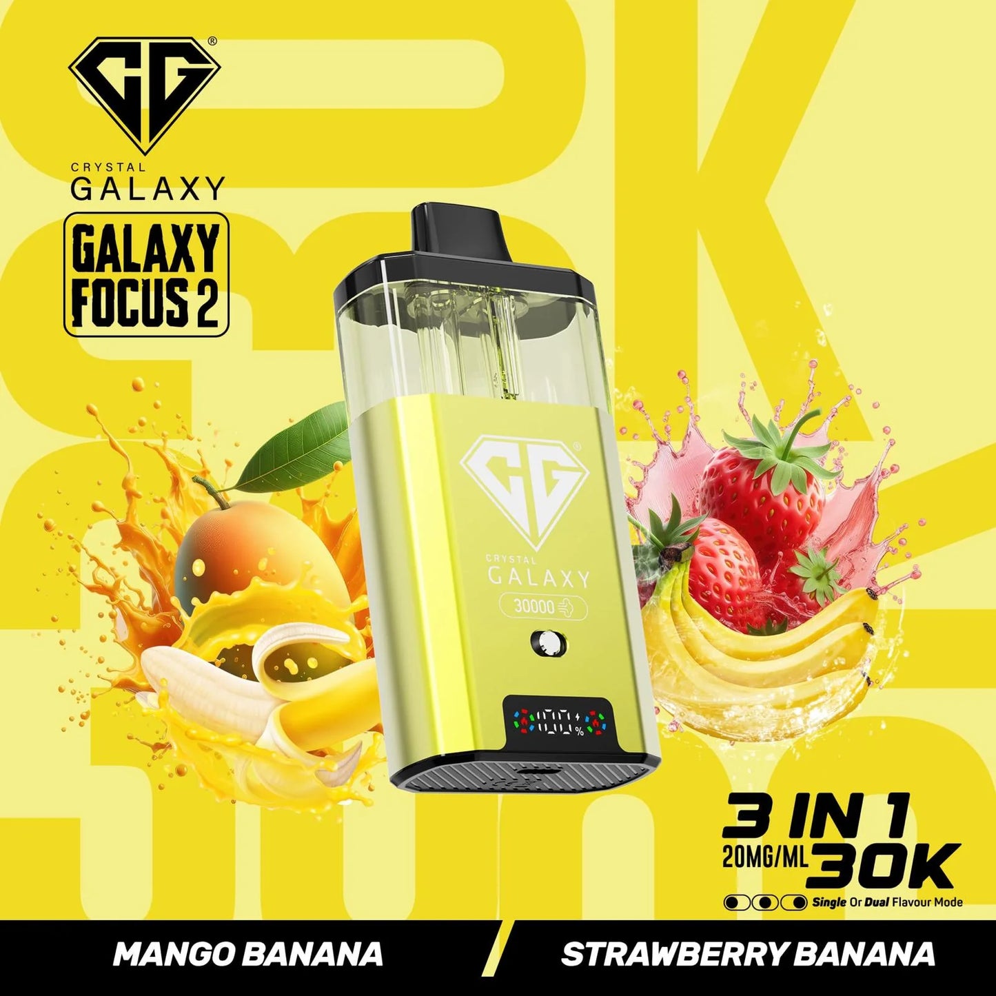 Mango Banana and Strawberry Banana flavoured Crystal Galaxy Focus 2 30K Vape Kit
