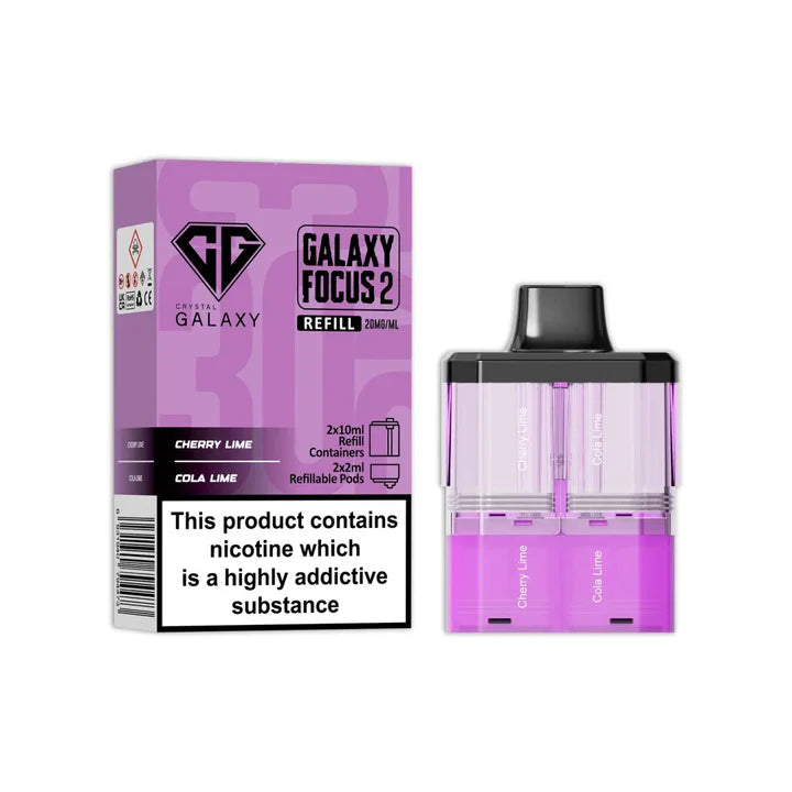 Cherry Lime & Cola Lime flavoured Crystal Galaxy Focus 2 Replacement Pod in Pink Colour