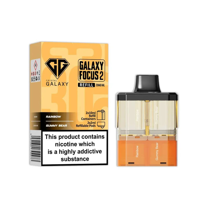 Rainbow & Gummy Bear flavoured Crystal Galaxy Focus 2 Replacement Pod in Orange Colour